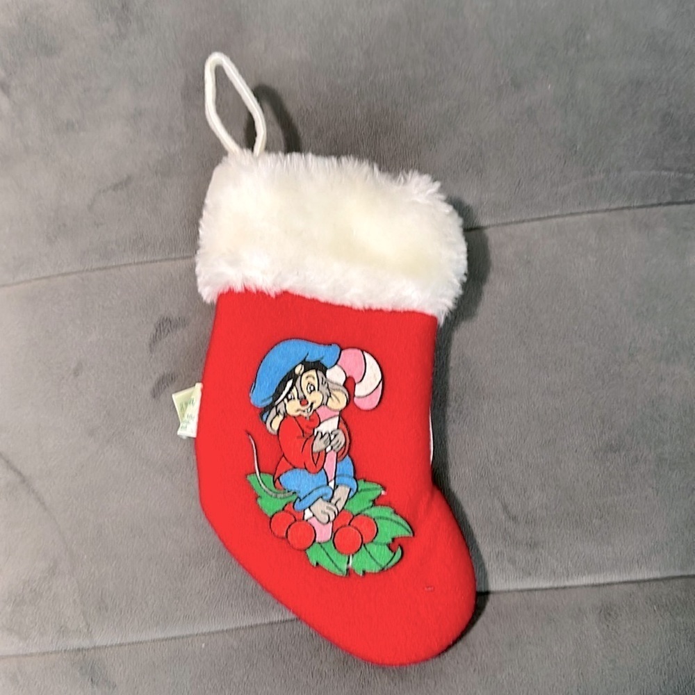 Vintage 1986 An American Tail Fievel mini Christmas stocking